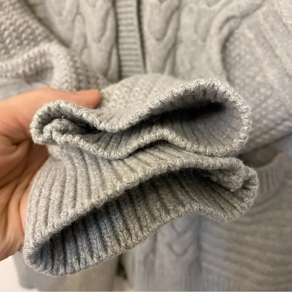 GAP Designed & Crafted Cable Knit Wool Cardigan Gray Button Front Sweater MP